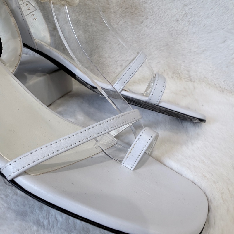 Chanel✨氣質珍珠可拆一字細帶涼鞋跟鞋 #38.5-21