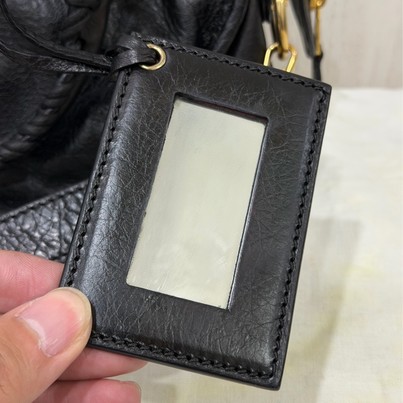 Balenciaga Mini City 黑金扣機車包-14