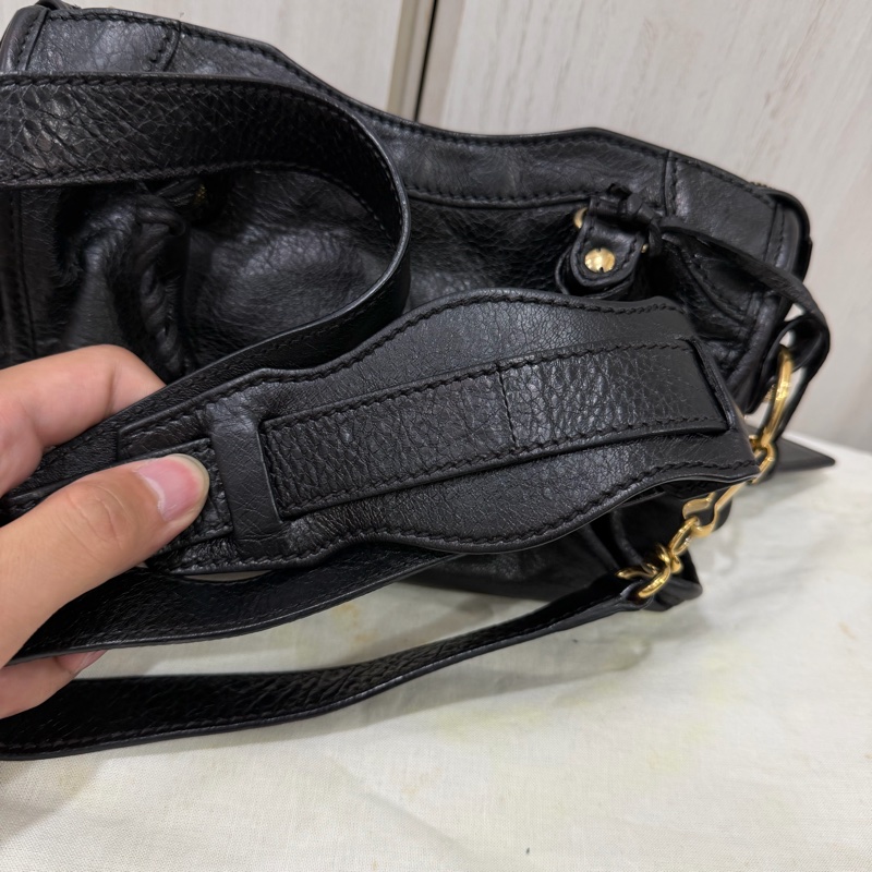 Balenciaga Mini City 黑金扣機車包-16