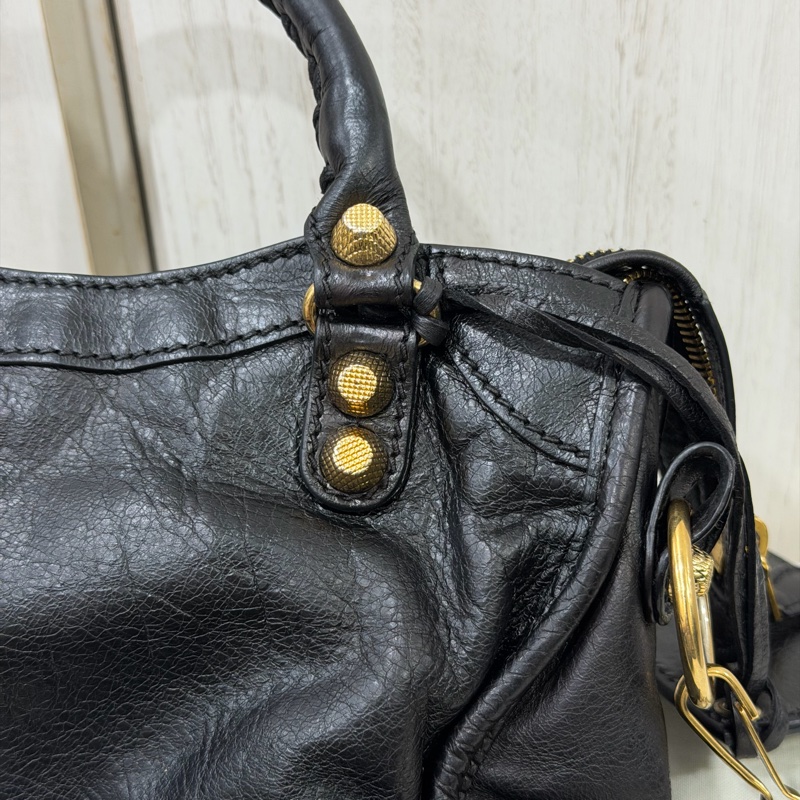 Balenciaga Mini City 黑金扣機車包-19