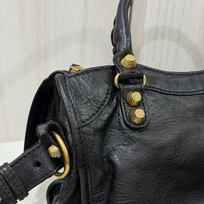 Balenciaga Mini City 黑金扣機車包-20