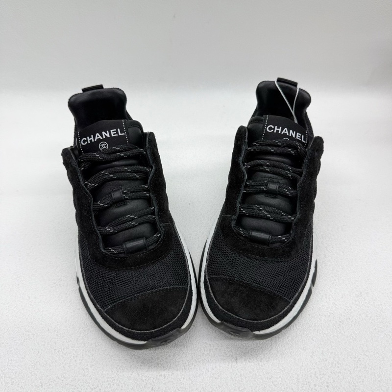 Chanel/香奈兒 麂皮拼帆布熊貓配色黑白搭配  37碼-5