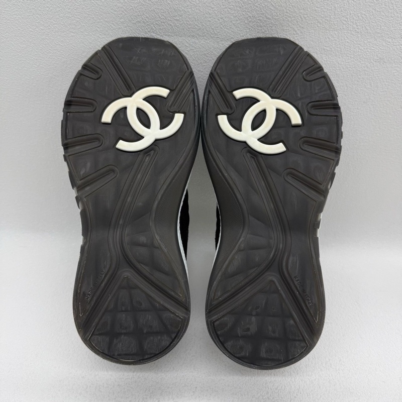 Chanel/香奈兒 麂皮拼帆布熊貓配色黑白搭配  37碼-9