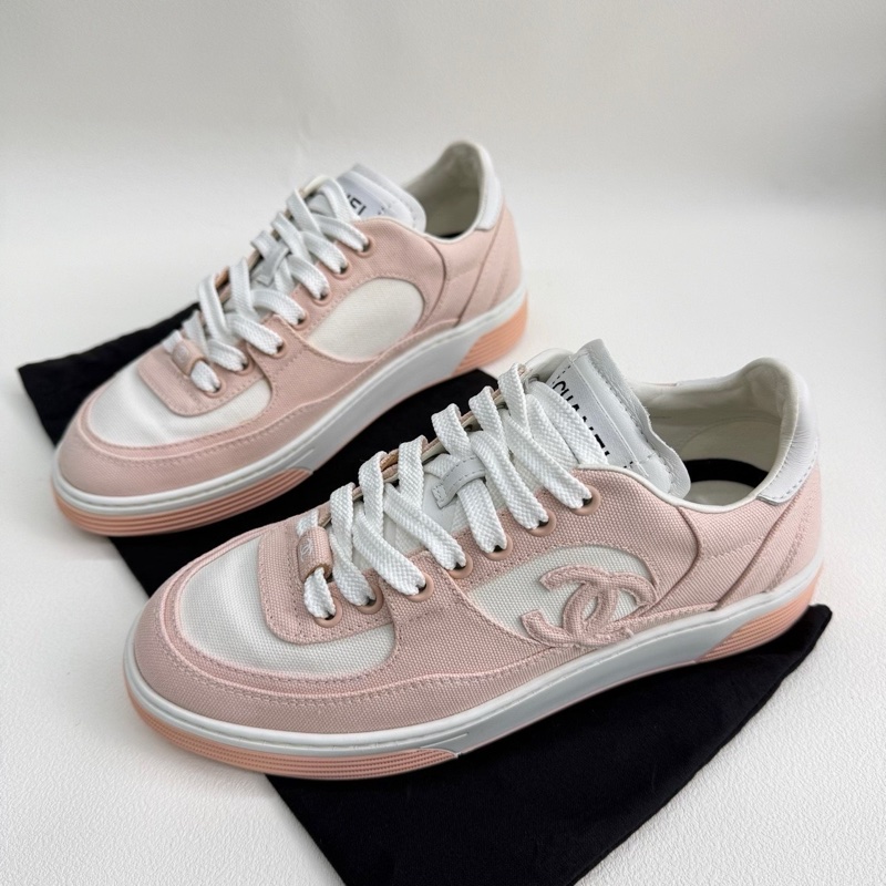 Chanel香奈兒 馬卡龍配色 粉色運動鞋 粉白色 36.5碼-0