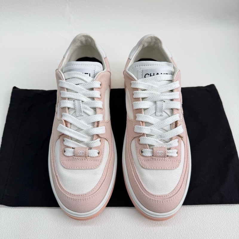 Chanel香奈兒 馬卡龍配色 粉色運動鞋 粉白色 36.5碼-1