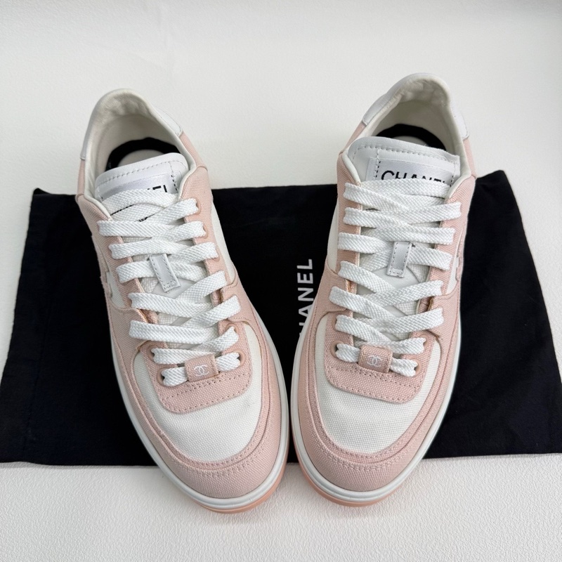 Chanel香奈兒 馬卡龍配色 粉色運動鞋 粉白色 36.5碼-6
