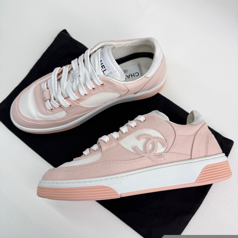 Chanel香奈兒 馬卡龍配色 粉色運動鞋 粉白色 36.5碼-7