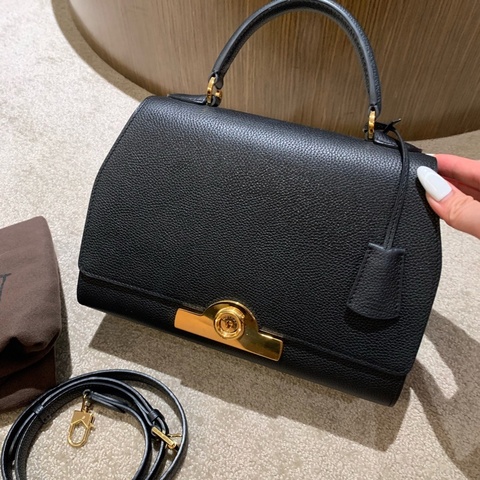MOYNAT莫奈rejane黑色牛皮金扣 提挎包