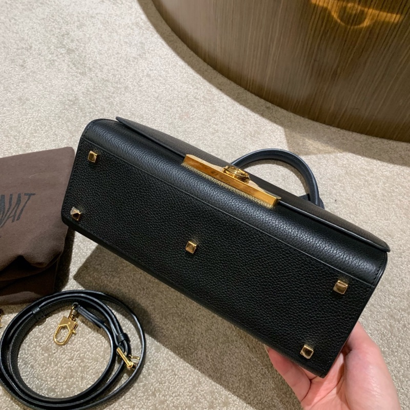 MOYNAT莫奈rejane黑色牛皮金扣 提挎包-7