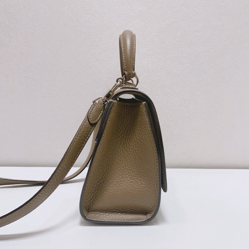 Moynat莫奈經典Rejane牛皮大象灰銀扣小號手提斜挎包，-3