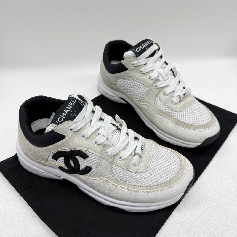 CHANEL香奈兒  黑白熊貓網面 米白黑雙C大logo 38碼-2