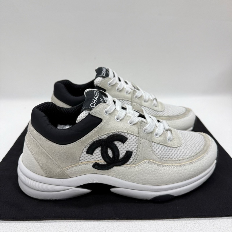 CHANEL香奈兒  黑白熊貓網面 米白黑雙C大logo 38碼-3