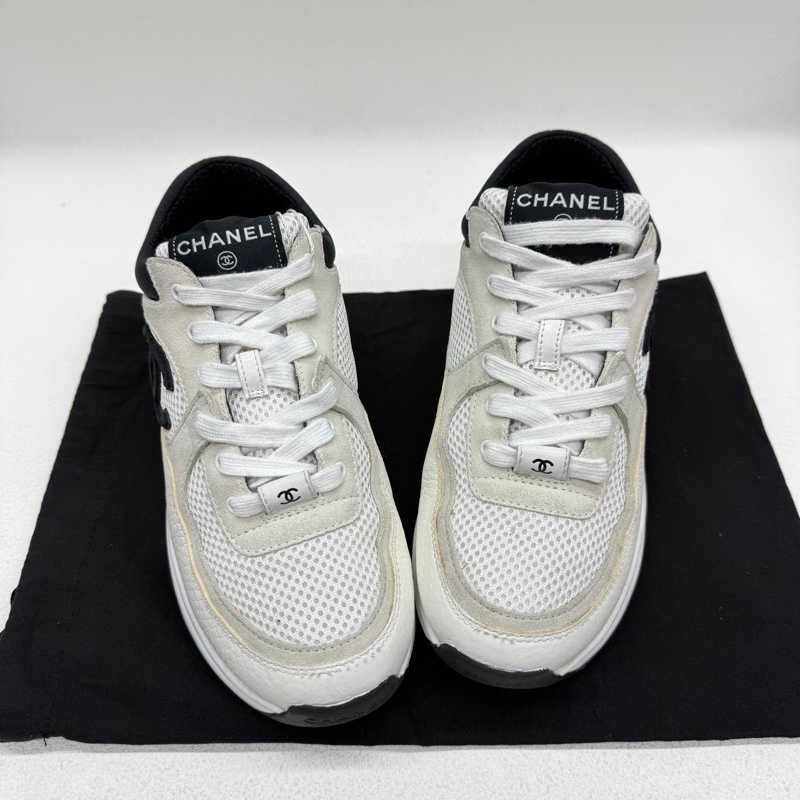 CHANEL香奈兒  黑白熊貓網面 米白黑雙C大logo 38碼-8