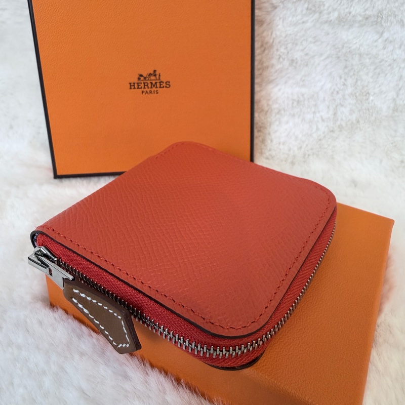 Hermes✨Silk’in 絲巾短款拉鍊零錢包 Z刻-0
