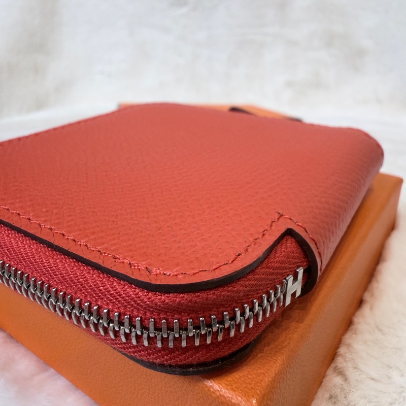 Hermes✨Silk’in 絲巾短款拉鍊零錢包 Z刻-3