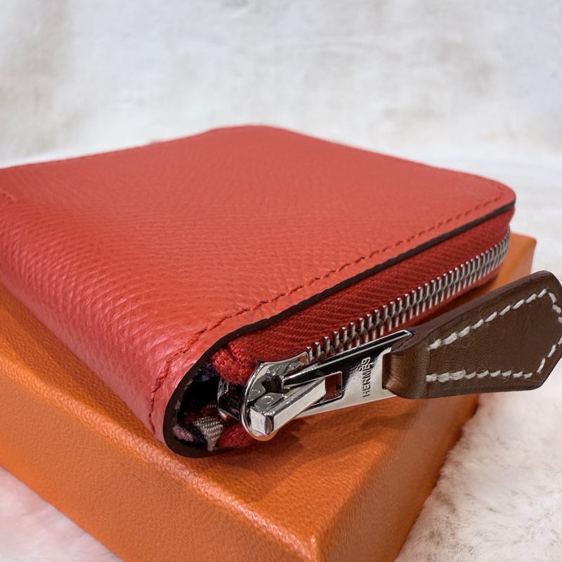 Hermes✨Silk’in 絲巾短款拉鍊零錢包 Z刻-4