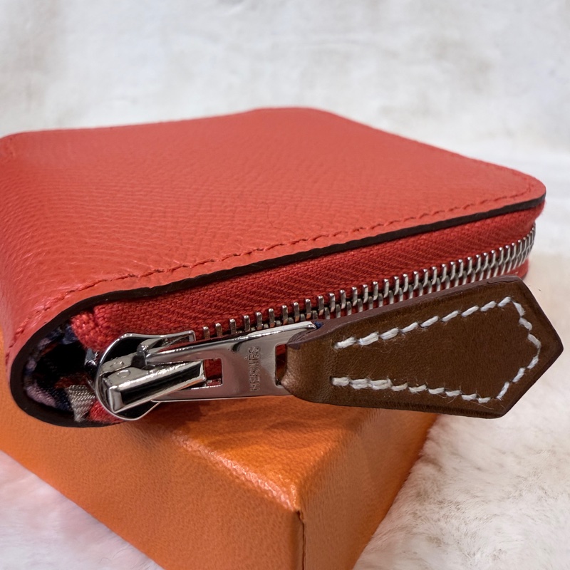 Hermes✨Silk’in 絲巾短款拉鍊零錢包 Z刻-5