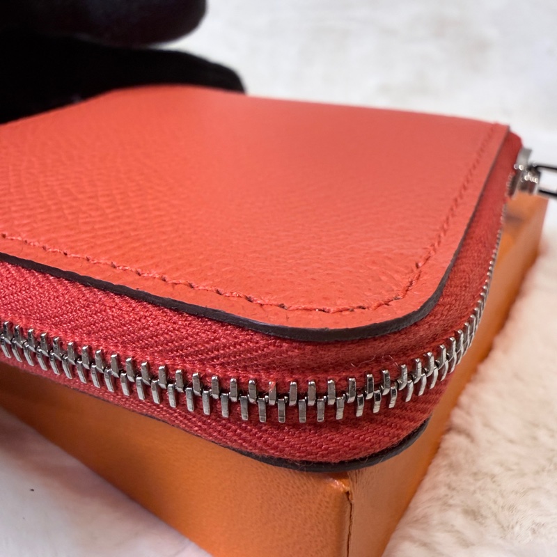 Hermes✨Silk’in 絲巾短款拉鍊零錢包 Z刻-8