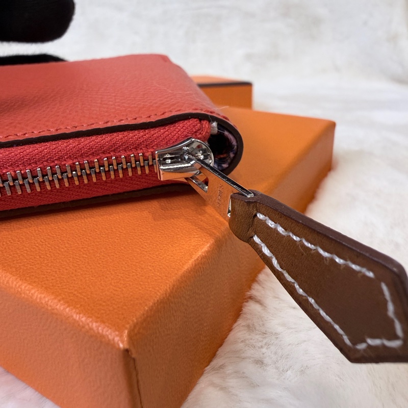 Hermes✨Silk’in 絲巾短款拉鍊零錢包 Z刻-9