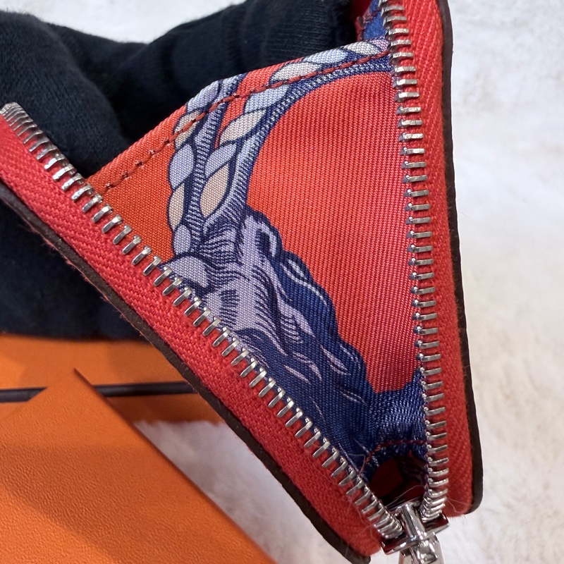 Hermes✨Silk’in 絲巾短款拉鍊零錢包 Z刻-14