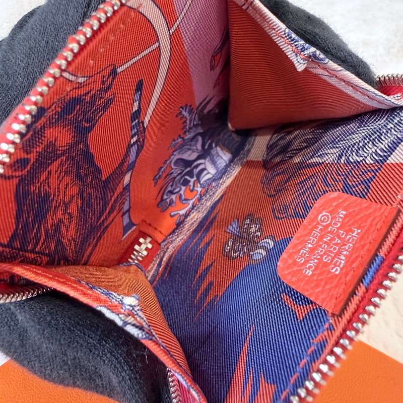 Hermes✨Silk’in 絲巾短款拉鍊零錢包 Z刻-16