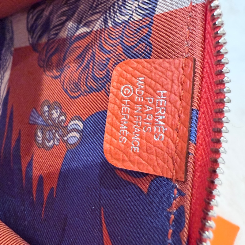Hermes✨Silk’in 絲巾短款拉鍊零錢包 Z刻-17