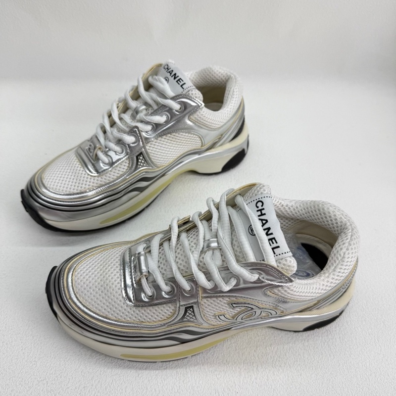 CHANEL香奈兒 銀角大王  皮革 徽標 白銀色 35.5碼-0