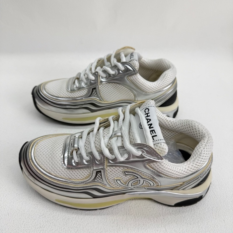 CHANEL香奈兒 銀角大王  皮革 徽標 白銀色 35.5碼-5