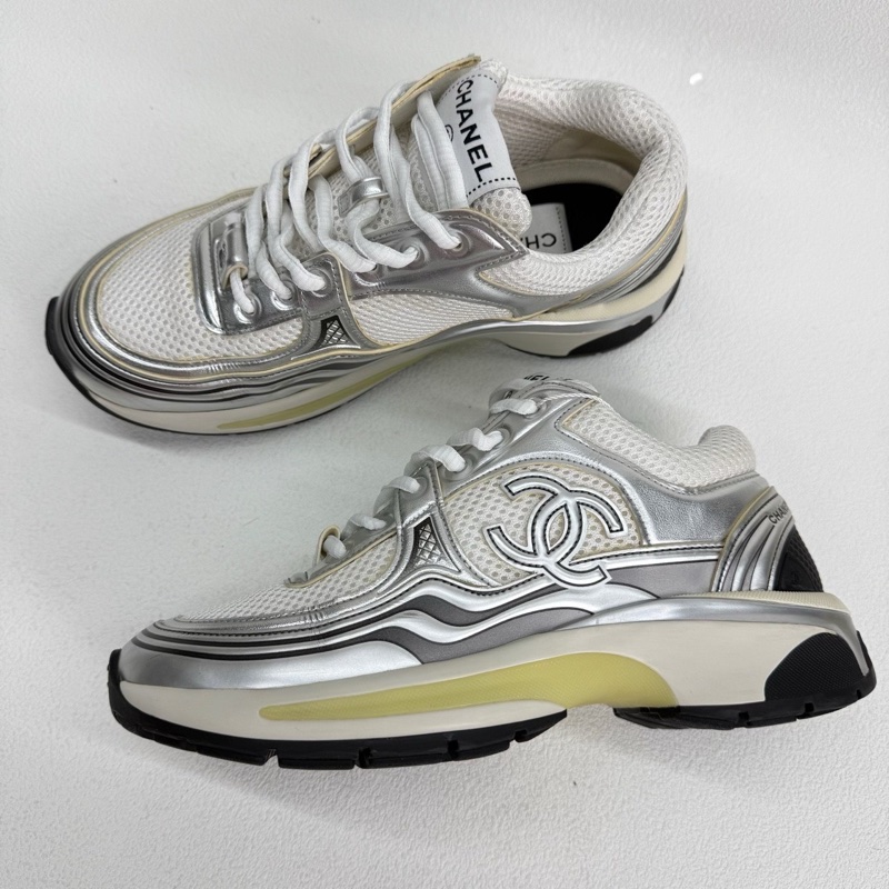 CHANEL香奈兒 銀角大王  皮革 徽標 白銀色 35.5碼-7