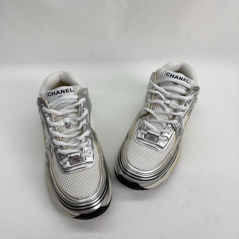 CHANEL香奈兒 銀角大王  皮革 徽標 白銀色 35.5碼-8