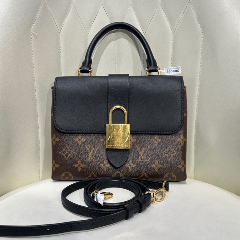 98新lv/路易威登 Locky BB 老花拼黑鎖頭包 手提包帶肩帶 單肩包 斜挎包 底長：20-0