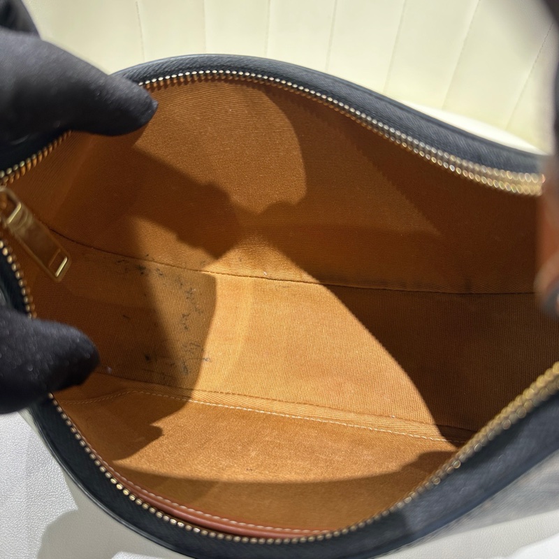 98新 Celine/賽琳 AVA凱旋門老花腋下包 黃褐色月亮豌豆包 21年編碼 尺寸：23*7*-5