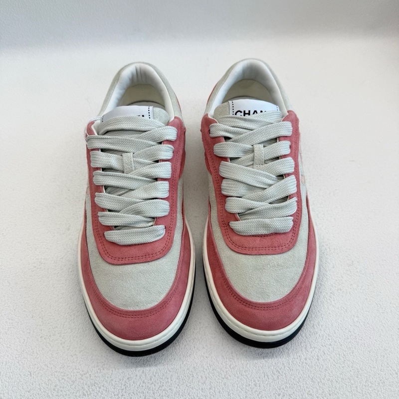CHANEL香奈兒 低幫 系帶 時尚板鞋 女款 粉白 37碼-1