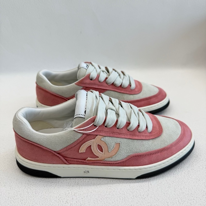 CHANEL香奈兒 低幫 系帶 時尚板鞋 女款 粉白 37碼-3