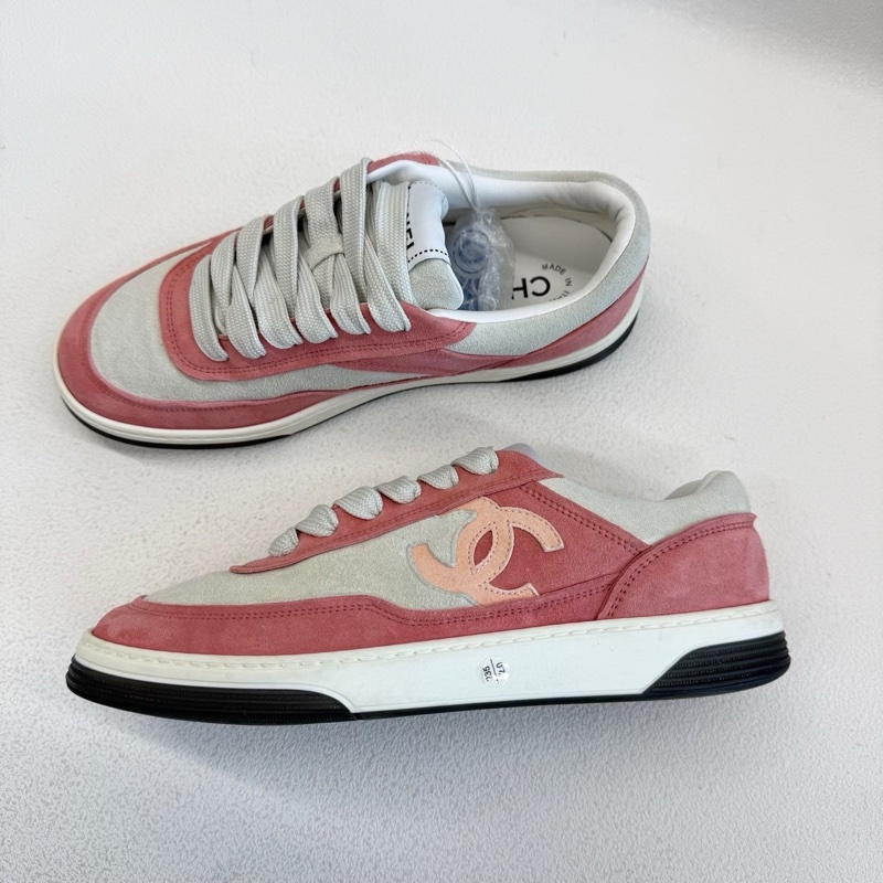 CHANEL香奈兒 低幫 系帶 時尚板鞋 女款 粉白 37碼-7