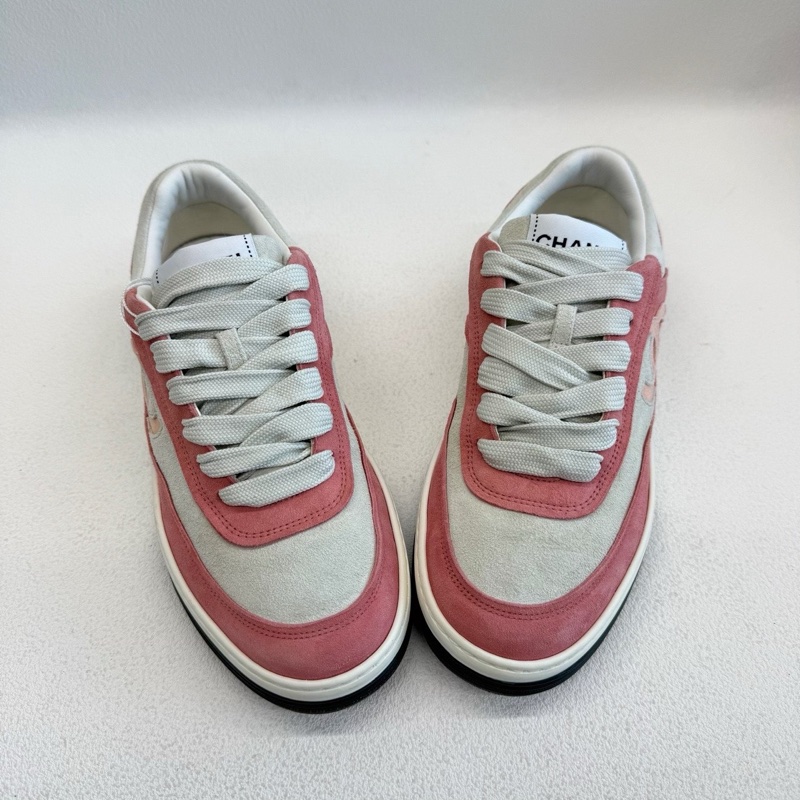 CHANEL香奈兒 低幫 系帶 時尚板鞋 女款 粉白 37碼-8