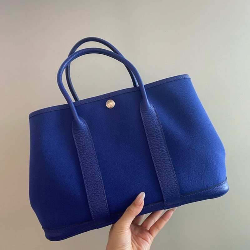 Hermes 愛馬仕 花園30 帆布藍色A 無附件-1