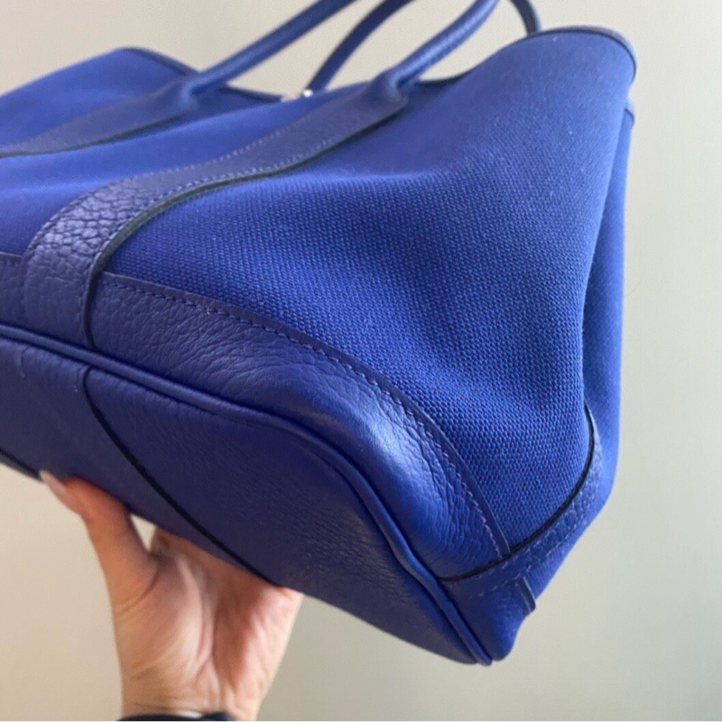 Hermes 愛馬仕 花園30 帆布藍色A 無附件-7