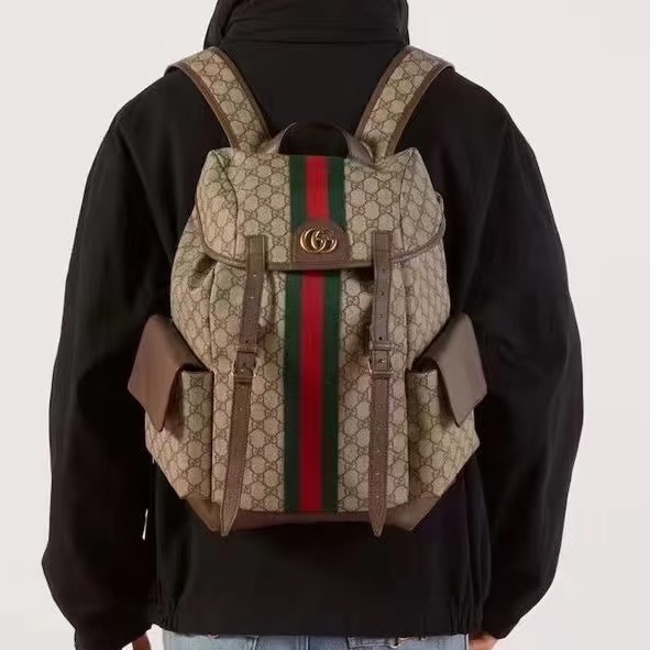 實用帥氣😎Gucci古馳ophidia老花男士雙肩包後背包書包-1