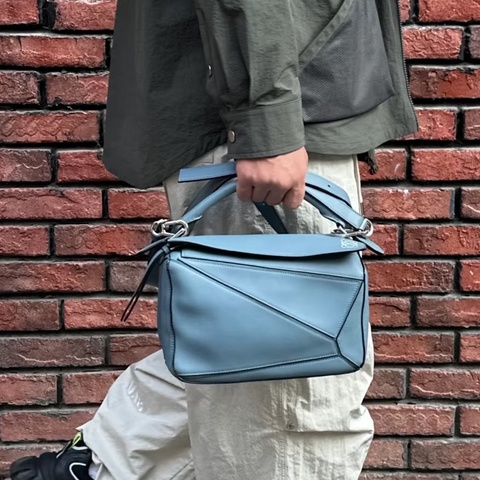 精緻氣質風😍99新🆕Loewe羅意威霧霾藍Puzzle小號幾何包單肩斜挎手提包📐
