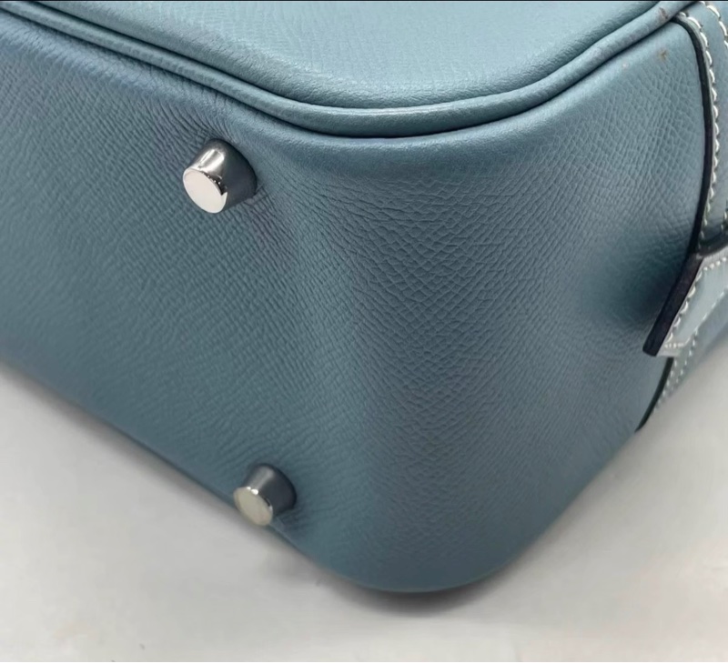 Hermes愛馬仕 plume 28 冰川藍銀扣-6