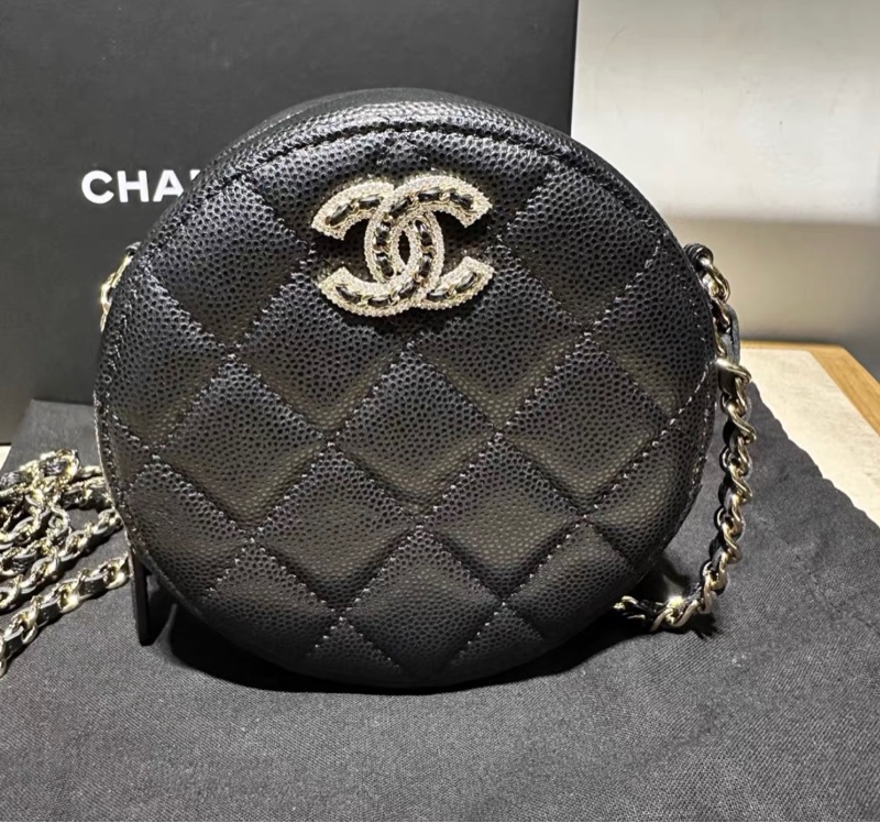 【99新 ✨ 全網最低價！】Chanel 水鑽CC荔枝皮 小圓餅包 斜挎包（下單前先詢問庫存❗️）-2