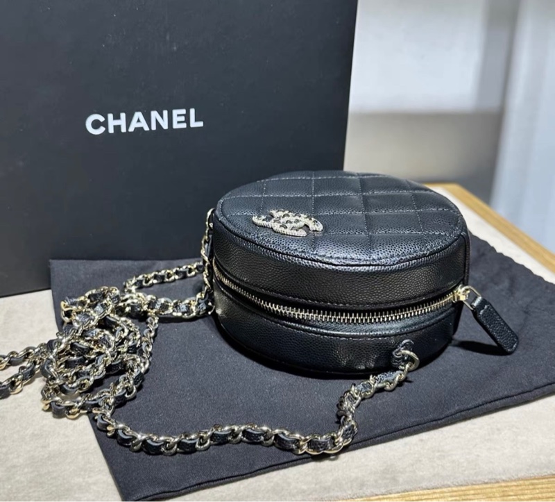 【99新 ✨ 全網最低價！】Chanel 水鑽CC荔枝皮 小圓餅包 斜挎包（下單前先詢問庫存❗️）-5