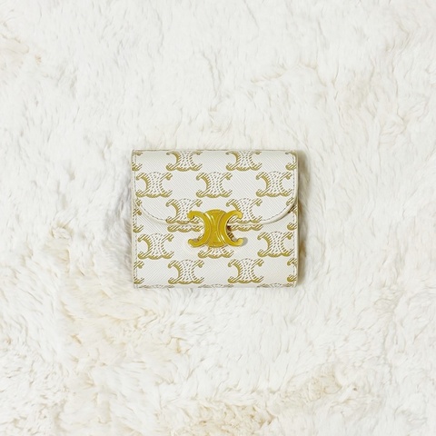 Celine 白老花凱旋門三折短夾