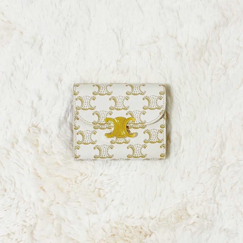 Celine 白老花凱旋門三折短夾-0