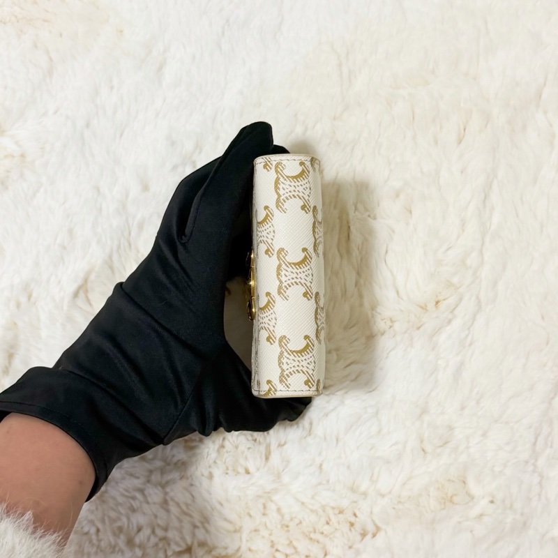 Celine 白老花凱旋門三折短夾-4