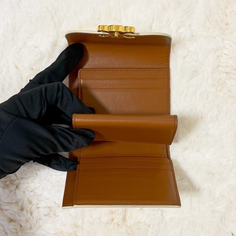 Celine 白老花凱旋門三折短夾-7