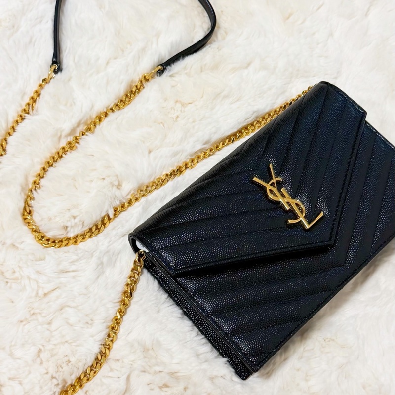 Saint Laurent YSL WOC 魚子醬 19cm 黑金-7