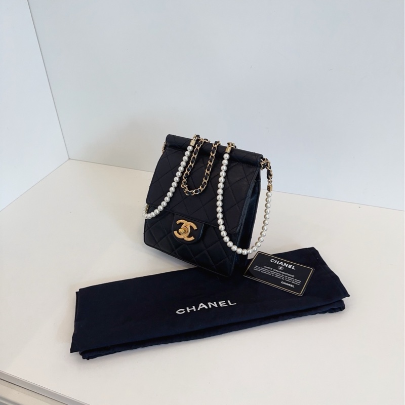 ✨Chanel 黑金珍珠鏈條 豎版 CF 方胖子 老佛爺絕版之作 有保卡🖤-5