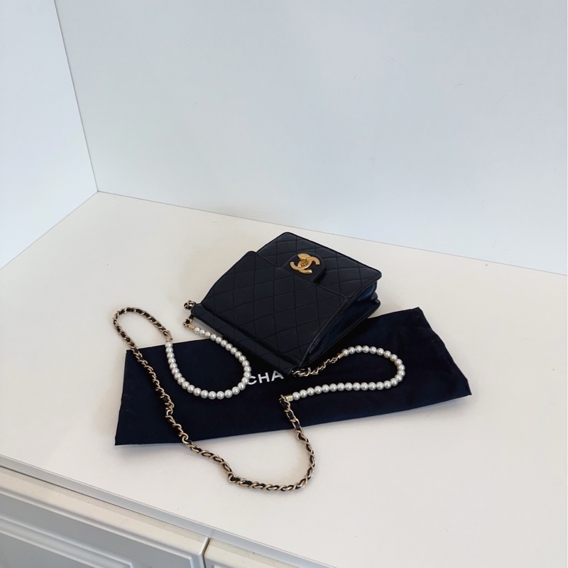 ✨Chanel 黑金珍珠鏈條 豎版 CF 方胖子 老佛爺絕版之作 有保卡🖤-7